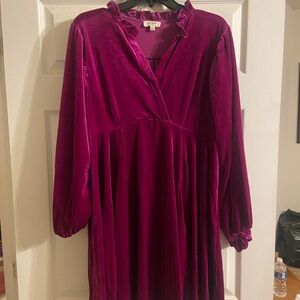 Umgee Fuchsia Velvet Dress
